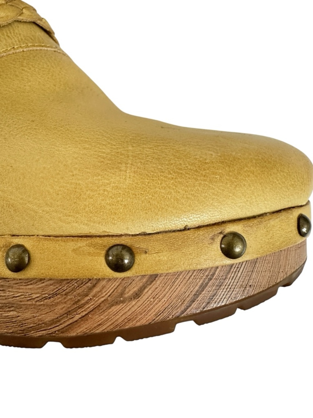Kork-Ease Yellow Leather Braided Clog Mules - Picture 16 of 16